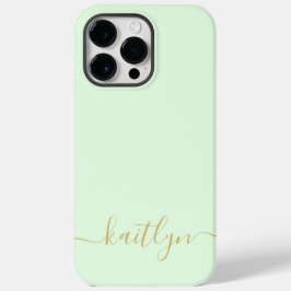 Girly Green Monogram Modern Script Persoonlijk Case-Mate iPhone 14 Pro Max Hoesje
