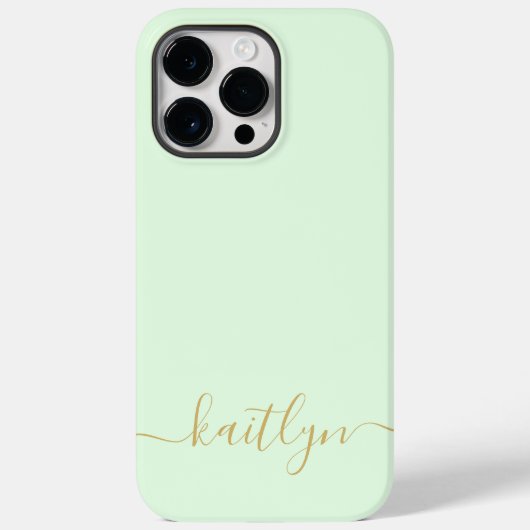 Girly Green Monogram Modern Script Persoonlijk Case-Mate iPhone Case (Achterkant)