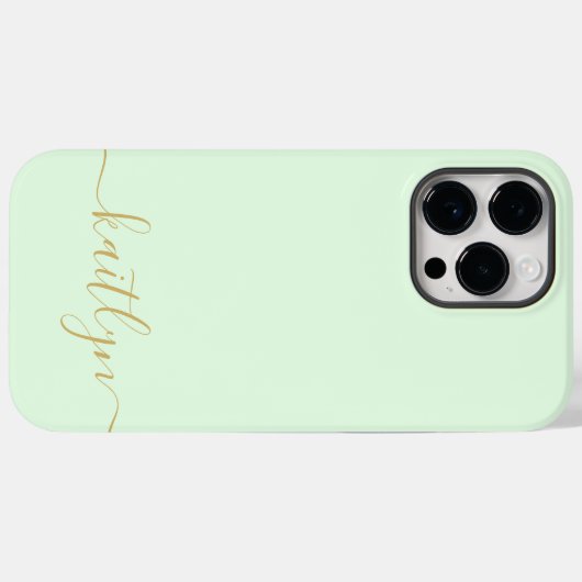 Girly Green Monogram Modern Script Persoonlijk Case-Mate iPhone Case (Achterkant (horizontaal))