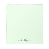 Girly Green Monogram Modern Script Persoonlijk Notitieblok (Voorkant)