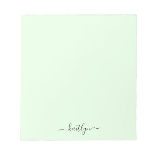 Girly Green Monogram Modern Script Persoonlijk Notitieblok (Voorkant)