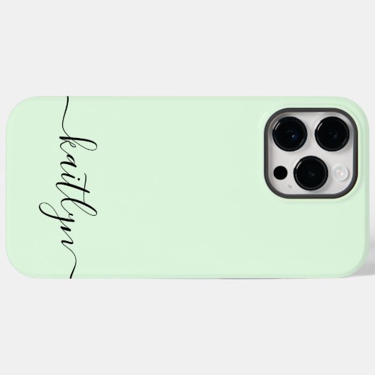 Girly Green Monogram Moderne Script Personalisatie Case-Mate iPhone Case (Achterkant (horizontaal))