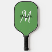  Girly Green Monogram Name + Initiaal Pickleball Paddle (Voorkant)