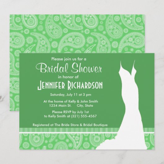 Girly Green Paisley Kaart (Voorkant / Achterkant)