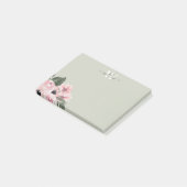 Girly Green Pink Monogram Floral Post-It Notes (Schuin)
