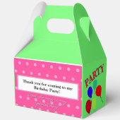 Girly Green Pink Polka Dots Verjaardagsfeest Pet Bedankdoosjes (Achterkant)