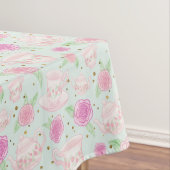 Girly Green Pink Tea Party Pattern Tafelkleed (Voorbeeld)