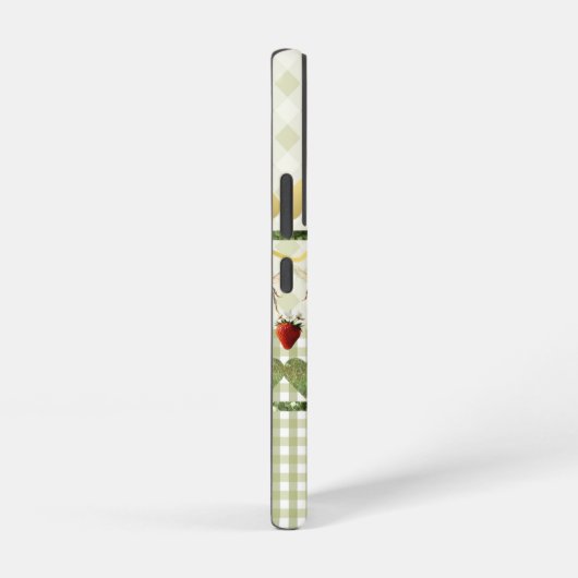 Girly Green Plaid and Checks Bees Hearts Name Samsung Galaxy Hoesje (Rechterkant)