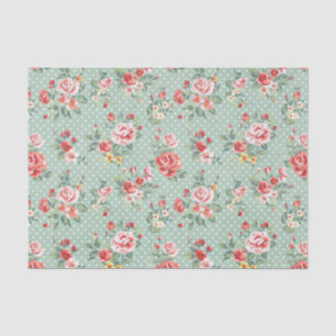 Girly Green Polka Dot Floral Pattern Tissuepapier