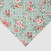 Girly Green Polka Dot  Floral Pattern Tissuepapier (Detail)
