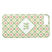 Girly Green Quatrefoil Cute Daisies en Monogram Case-Mate iPhone Case (Achterkant (Horizontaal))
