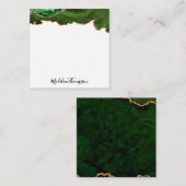 Girly Green Velvet Agate Geode Script Square 2 Notitiekaartje (Voorkant / Achterkant)