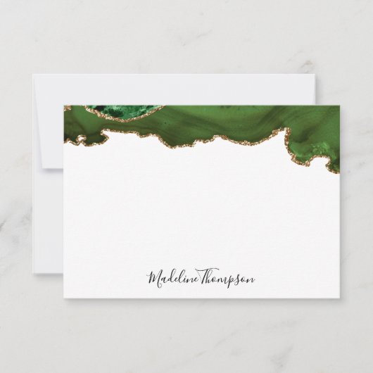 Girly Green Velvet Agate Geode Script Typografie 2 Notitiekaartje (Voorkant)