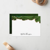 Girly Green Velvet Agate Geode Script Typografie 2 Notitiekaartje (Voorkant / Achterkant in situ)