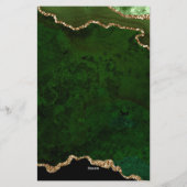 Girly Green Velvet Agate Geode Script Typografie Briefpapier (Achterkant)