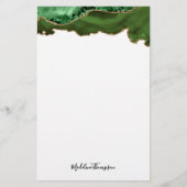 Girly Green Velvet Agate Geode Script Typografie Briefpapier (Voorkant)