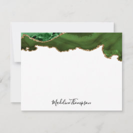 Girly Green Velvet Agate Geode Script Typografie Notitiekaartje
