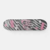 Girly Grey en Roze XOXO Valentijn Skateboard (Horizontaal)