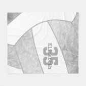 Girly grijs wit volleybal aangepaste naam fleece deken (Voorkant (Horizontaal))