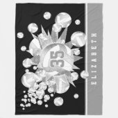 girly grijze volleyballen en sterren fleece deken (Voorkant)