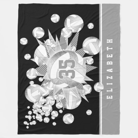 girly grijze volleyballen en sterren fleece deken (Voorkant)