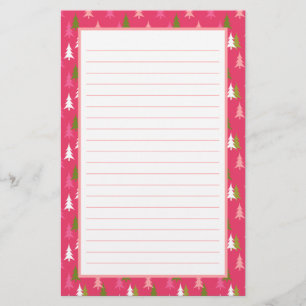 Girly grillig roze groene kerstboom patroon briefpapier