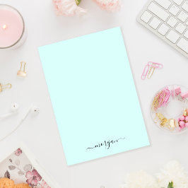 Girly Groen Blauw Monogram Modern Script Persoonli Post-it® Notes