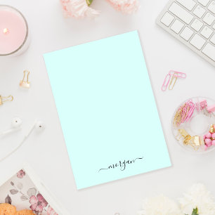 Girly Groen Blauw Monogram Modern Script Persoonli Post-it® Notes
