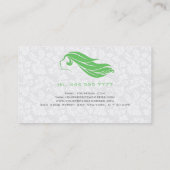 Girly groen en wit damast schoonheid / cosmetologi visitekaartje (Achterkant)