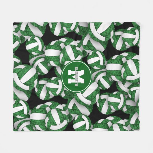 girly groen wit volleybal team kleuren fleece deken (Voorkant (Horizontaal))