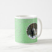 Girly Groene Faux Sparkly Twee Foto Hart Accent Koffiemok (Voorkant rechts)