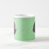 Girly Groene Faux Sparkly Twee Foto Hart Accent Koffiemok (Center)