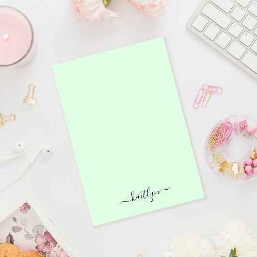 Girly Groene Monogram Modern Script Gepersonalisee Post-it® Notes