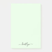 Girly Groene Monogram Modern Script Gepersonalisee Post-it® Notes (Voorkant)