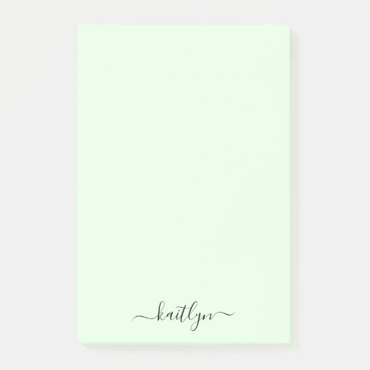 Girly Groene Monogram Modern Script Gepersonalisee Post-it® Notes (Voorkant)