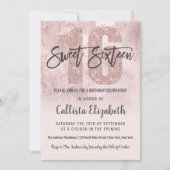 Girly Grunge Roos Goud Roze Glitter Folie Sweet 16 Kaart (Voorkant)