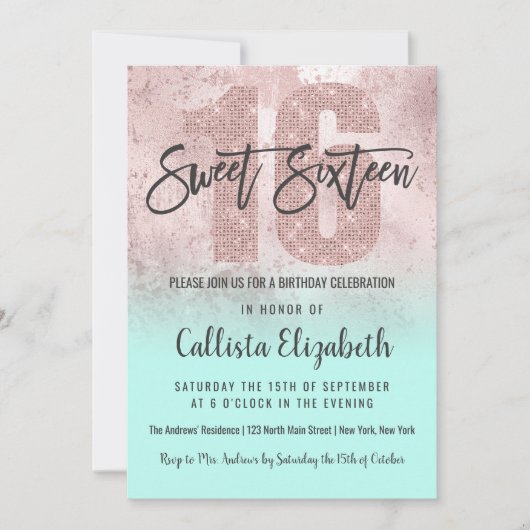 Girly Grunge Roos Gouden Munt Glitter Folie Sweet  Kaart (Voorkant)