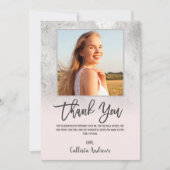 Girly Grunge Silver Pink Glitter Folie Foto: Dank  Bedankkaart (Voorkant)