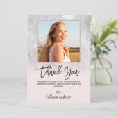 Girly Grunge Silver Pink Glitter Folie Foto: Dank  Bedankkaart (Staand voorkant)