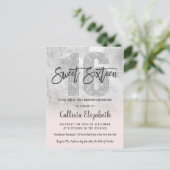 Girly Grunge Silver Pink Glitter Folie Sweet 16 Uitnodiging Briefkaart (Staand voorkant)