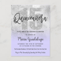 Girly Grunge Zilver Lila Glitter Folie Quinceañera