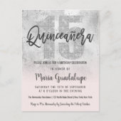 Girly Grunge Zilver Roze Glitter Folie Quinceañera Uitnodiging Briefkaart (Voorkant)