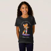 Girly Gymnastic Fox | Meisjes Verjaardag Zwart T-shirt (Voorkant volledig)