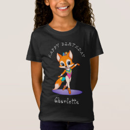 Girly Gymnastic Fox | Meisjes Verjaardag Zwart T-shirt