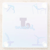 Girly Gymnastiek Blauw Paarse Monogram Gepersonali Glazen Onderzetter (Achterkant)