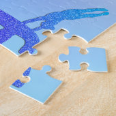 Girly Gymnastiek Blauw Paarse Monogram Gepersonali Legpuzzel (Zijkant)