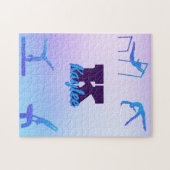 Girly Gymnastiek Blauw Paarse Monogram Gepersonali Legpuzzel (Horizontaal)
