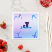 Girly Gymnastiek Blauw Paarse Monogram Gepersonali Servet (Insitu)