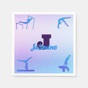 Girly Gymnastiek Blauw Paarse Monogram Gepersonali Servet