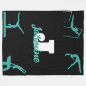Girly Gymnastiek Turquoise Monogram Gepersonalisee Fleece Deken (Voorkant (Horizontaal))